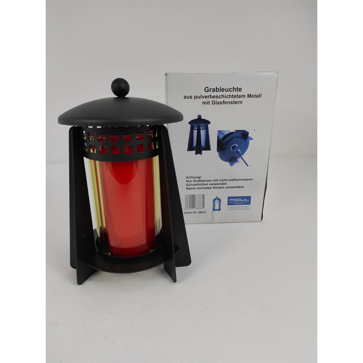 Grablaterne Metall schwarz klares Glas Bild 2