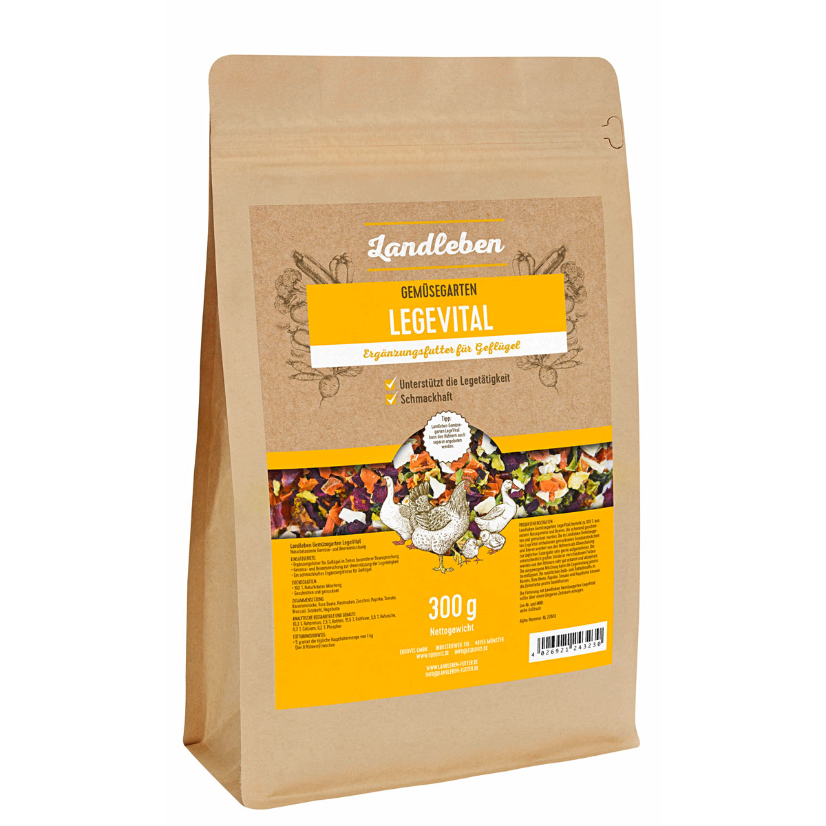 Landleben Geflügelfutter Gemüsegarten LegeVital 300 g