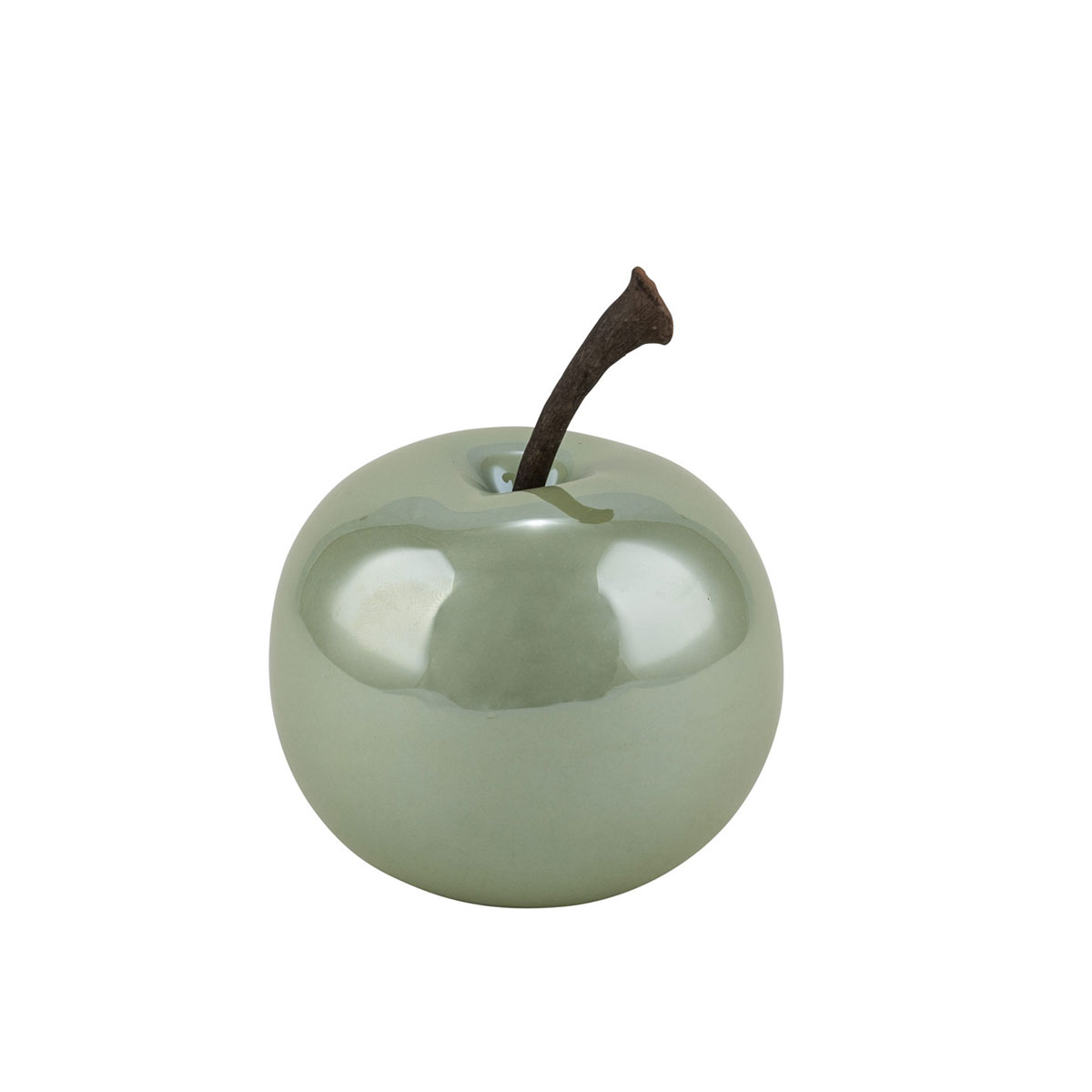 Keramik-Apfel Durchmesser 8 x 6,5 cm perlmutt-grün