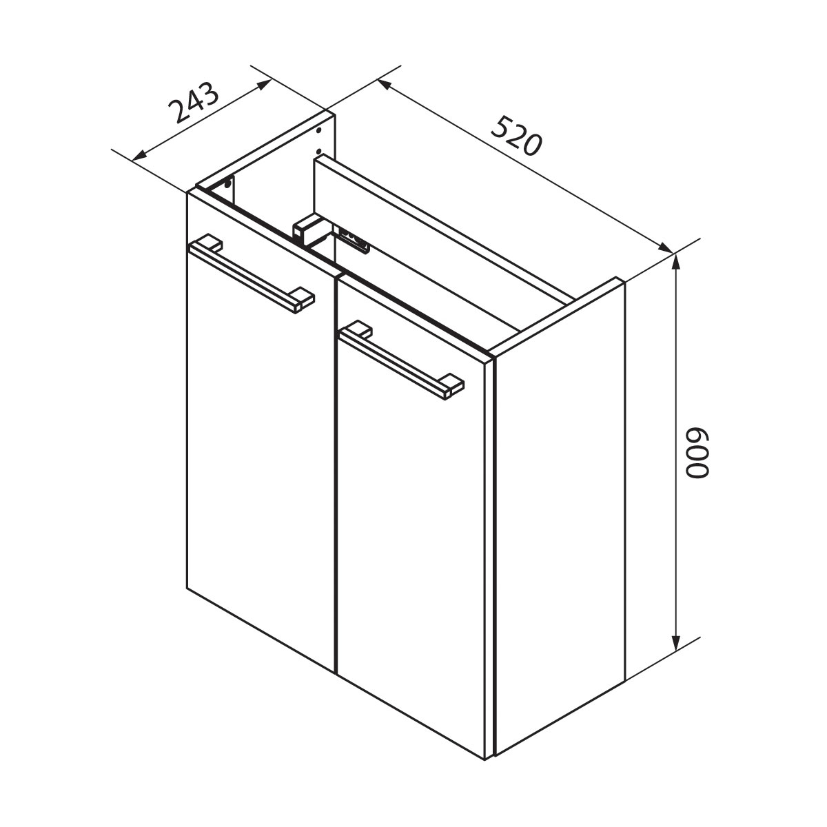 Fackelmann  Gäste-WC Waschtischunterschrank SBC 520 x 600 x 243 mm NatureOak/Weiß Bild 8