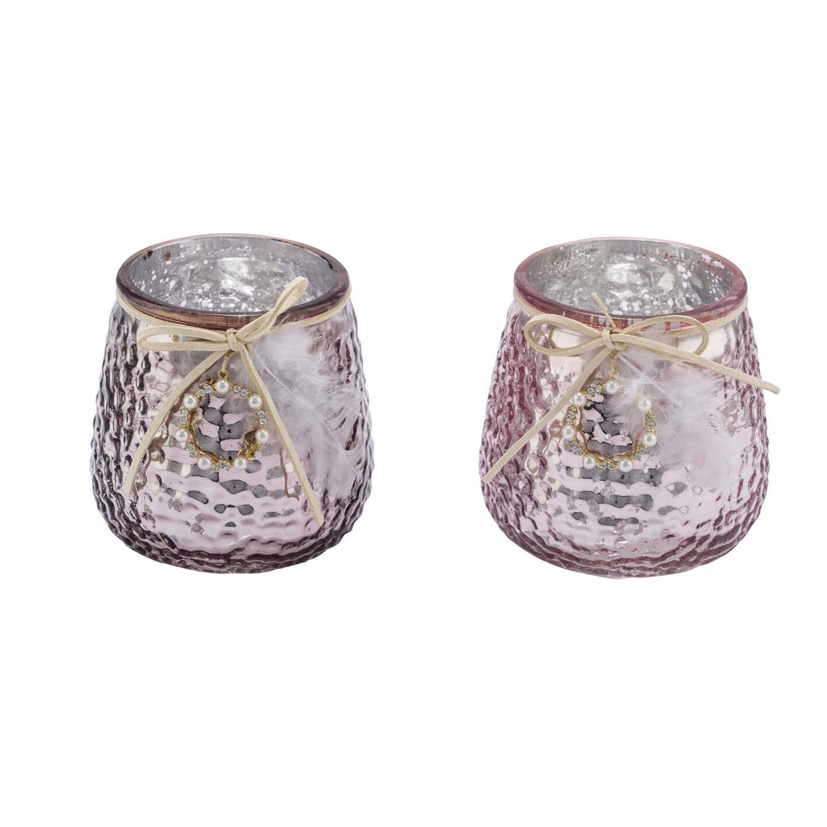 Glaswindlicht rosa sortiert 8 x 8 x 10 cm Bild 1