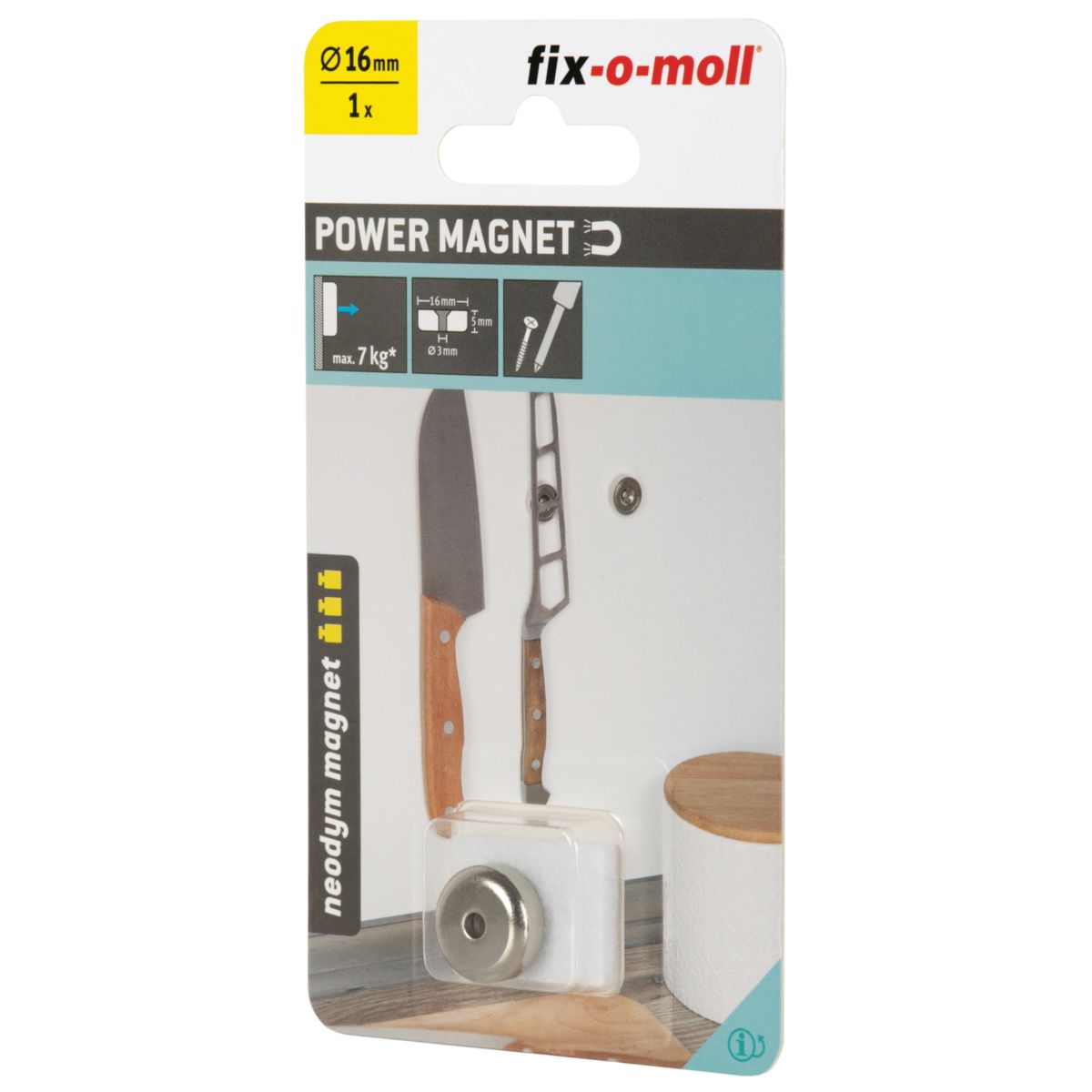 Suki Topfmagnet Neodym Ø 16 x 5 mm, mit Senkbohrung Ø 3 mm Bild 4