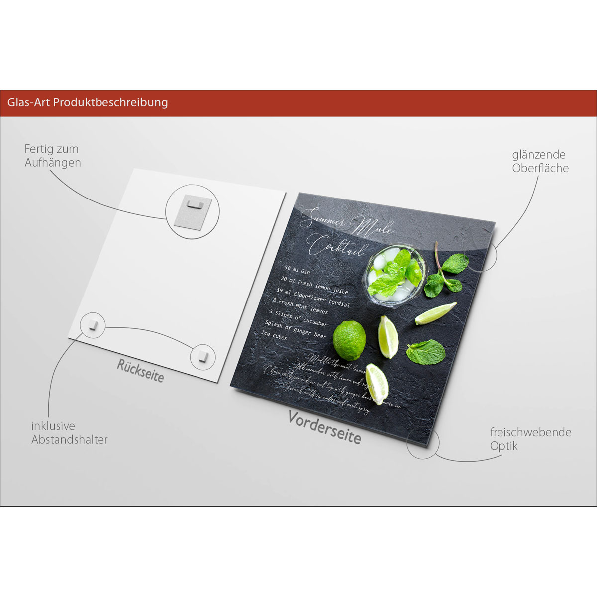 Glas-Art Limette 20 x 20 Glasbild Bild 3