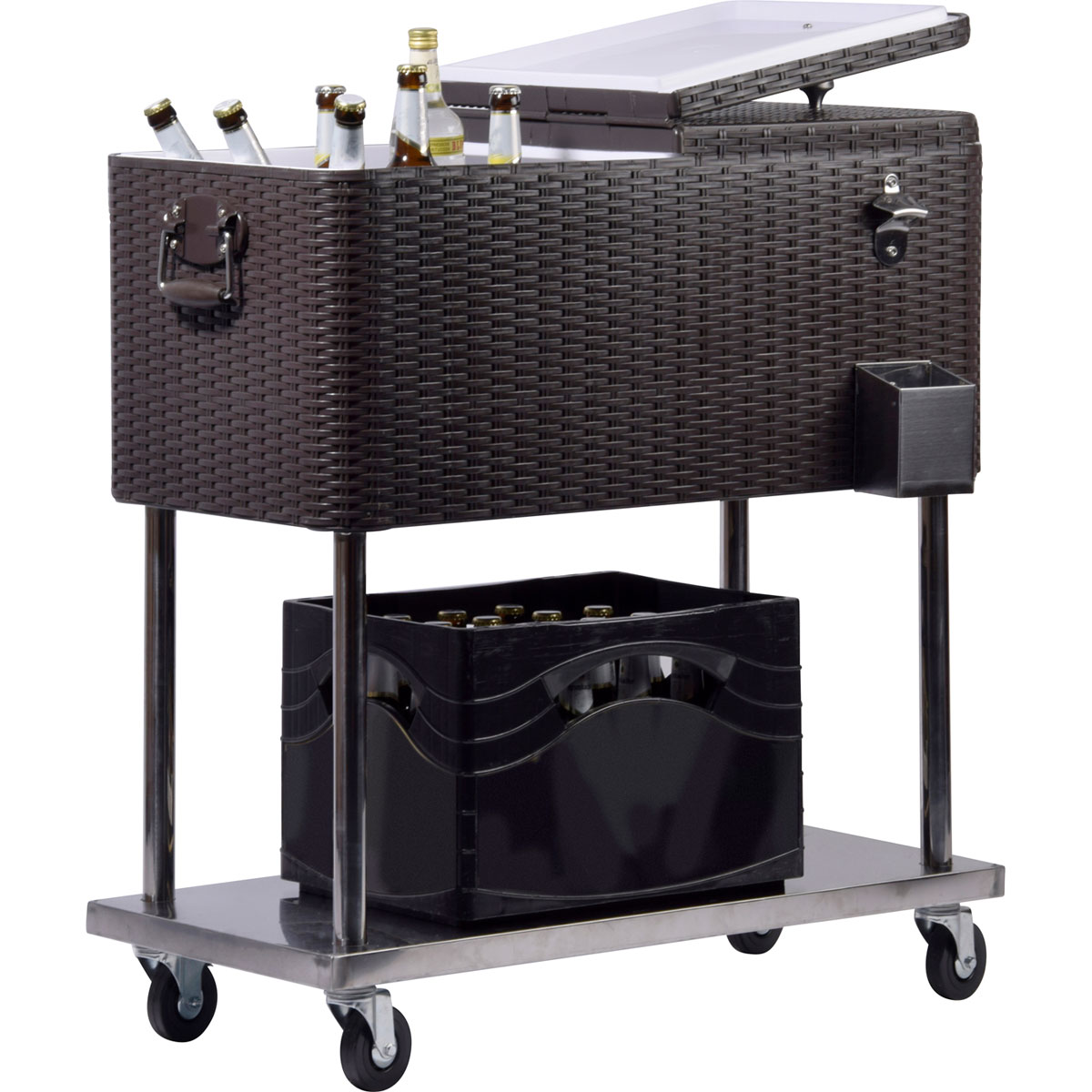 dobar Servierwagen Tahiti 83 x 87 x 48 cm Rattanoptik dunkelgrau Bild 1