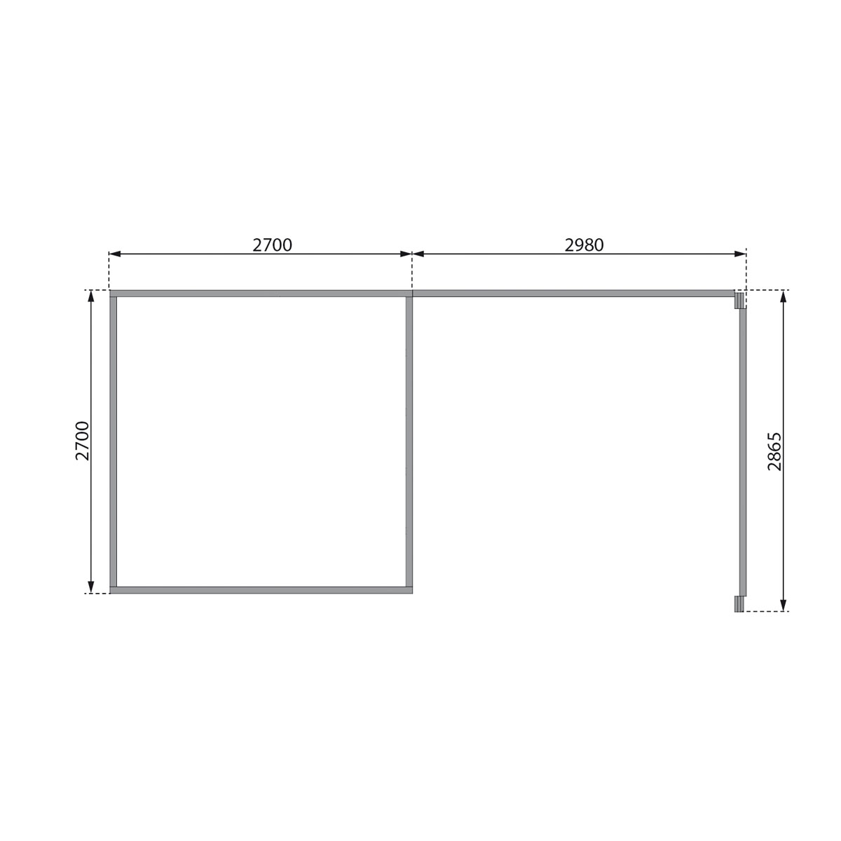 Karibu  Blockbohlenhaus Kastorf 6 terragrau mit Anbaudach und Seiten Bild 8