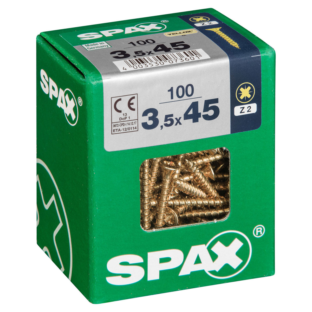 Spax Universalschrauben Yellox Senkkopf 3,5 x 45 L 100 Stück Bild 2