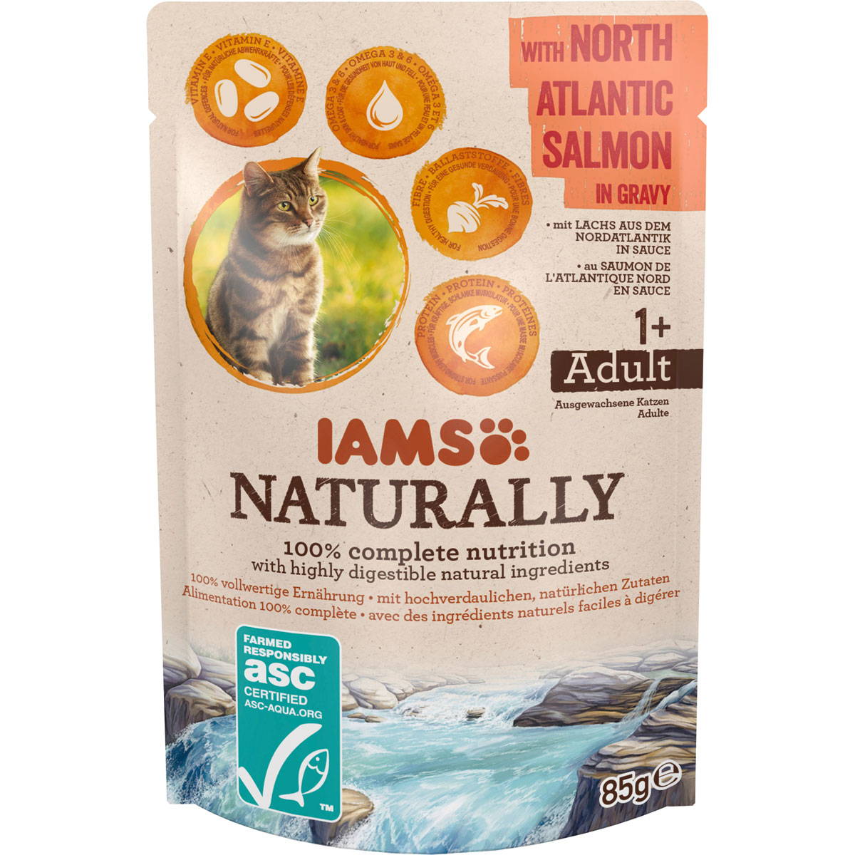 IAMS Nassfutter Naturally Katze Erwachsen Lachs 85 g Bild 2