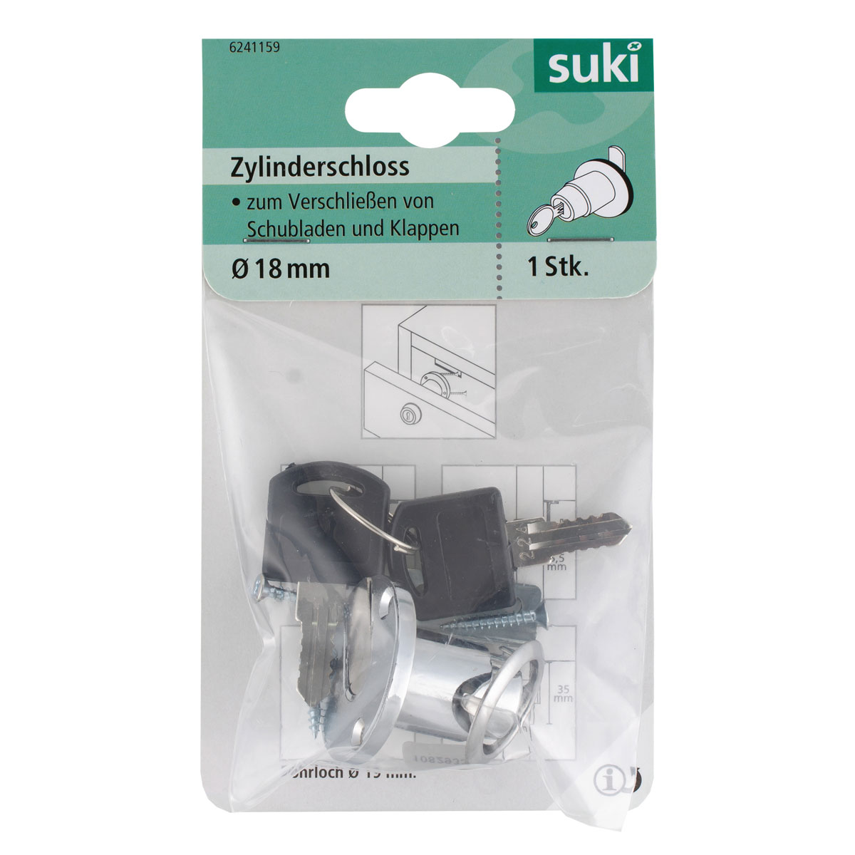 Suki Zylinderklappenschloss verschiedenschließend 18 mm Bild 1
