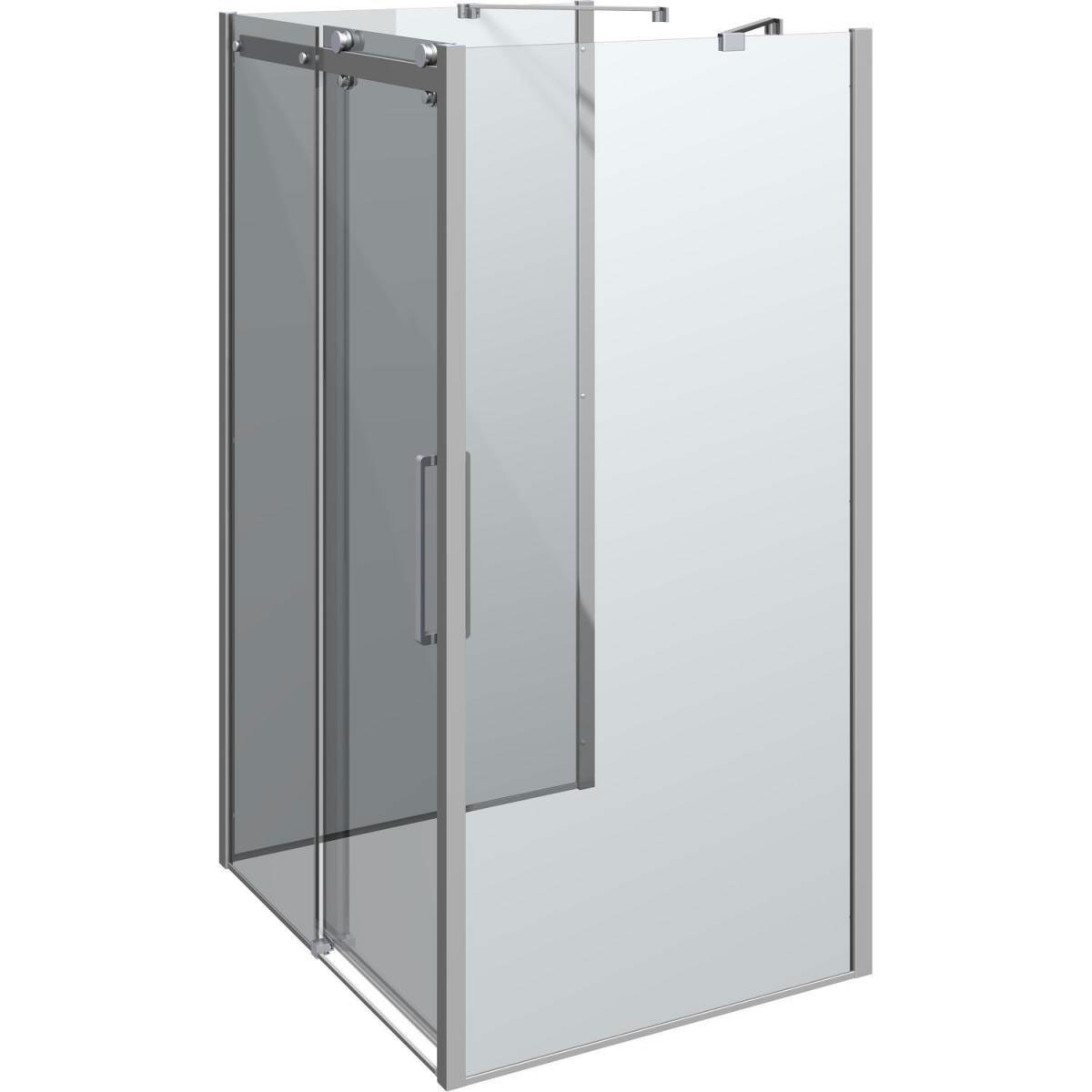 Scanbad Schiebetür mit 2 Panel Deluxe 120 x 100 Chrom/Klar