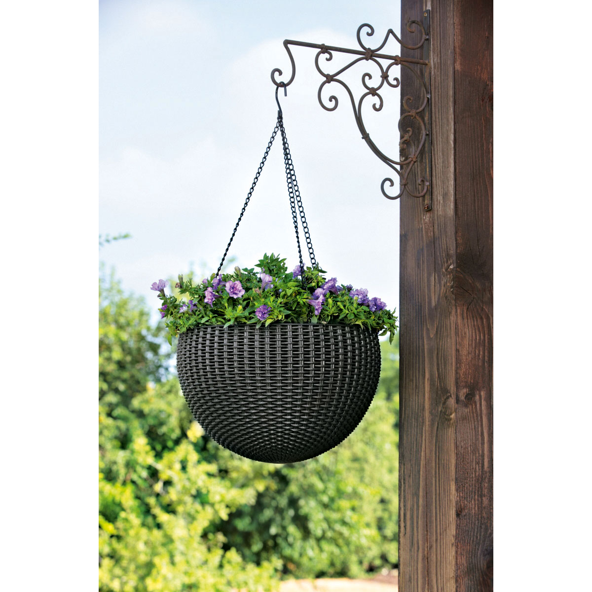 Haveson  Rattan-Pflanzampel Durchmesser 35 cm anthrazit Bild 2