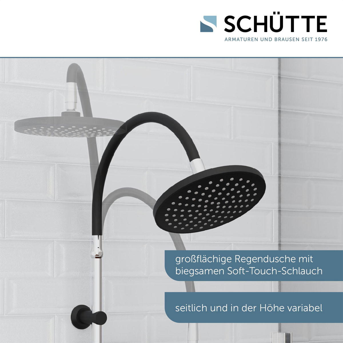 Schütte Überkopf-Brauseset Matao Rain chrom/Schwarz matt Bild 5