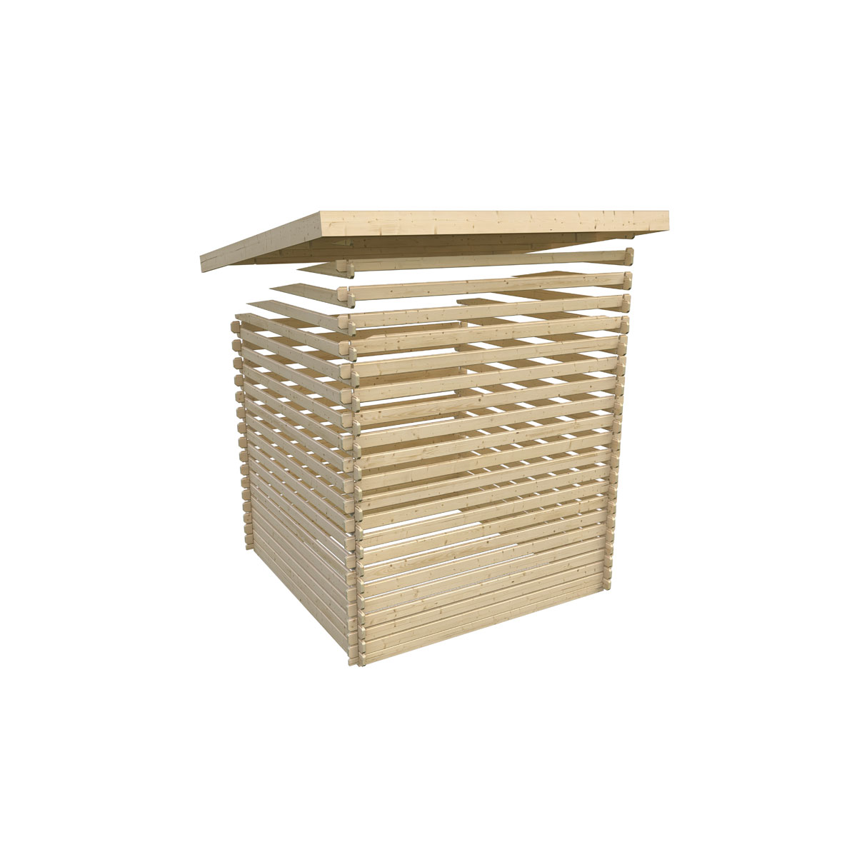 Karibu BBH Bastrup 2 Set mit Anbaudach naturbelassen Bild 9