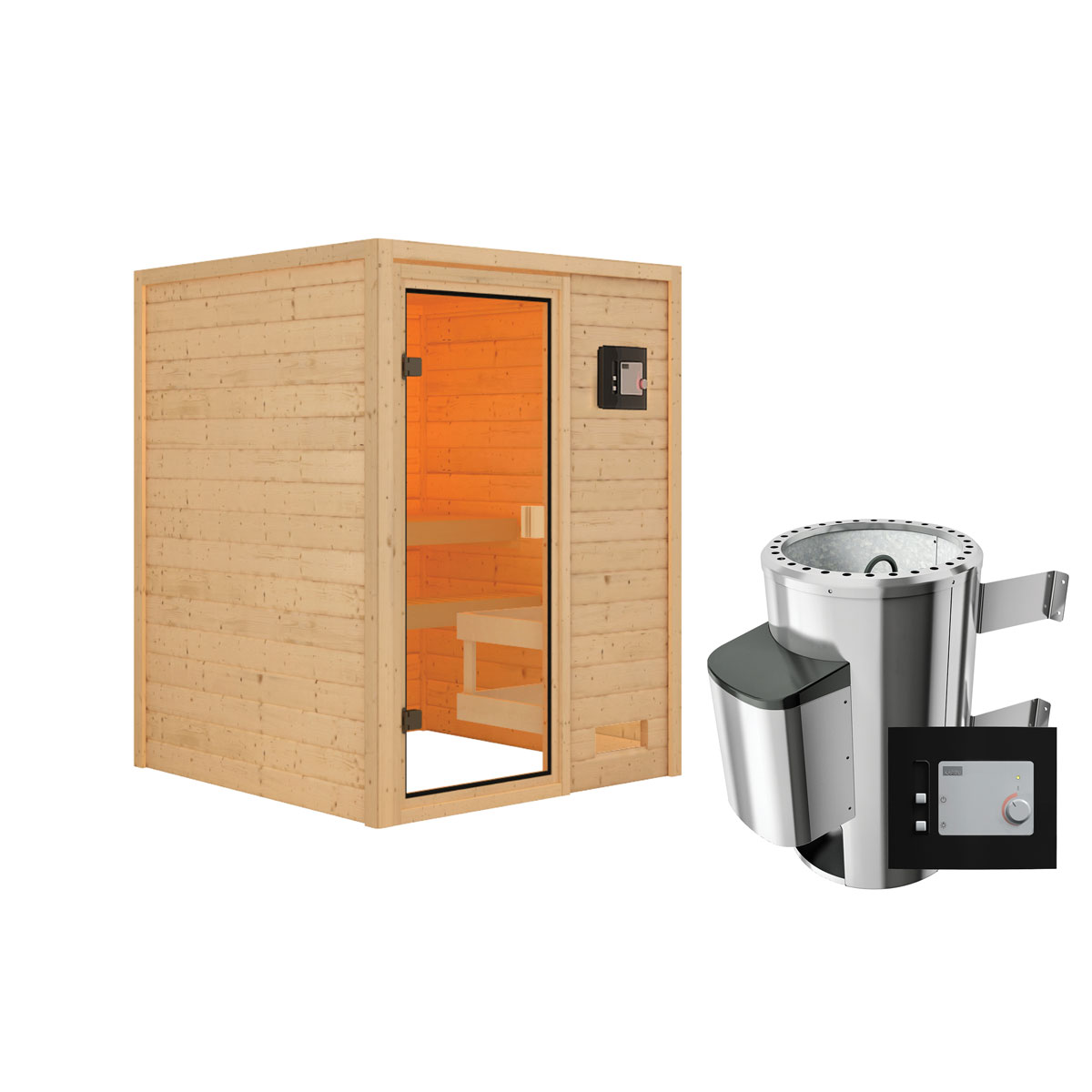 Karibu Sauna Sandra 3,6 kW naturbelassen externe Steuerung ohne Kranz Bild 3