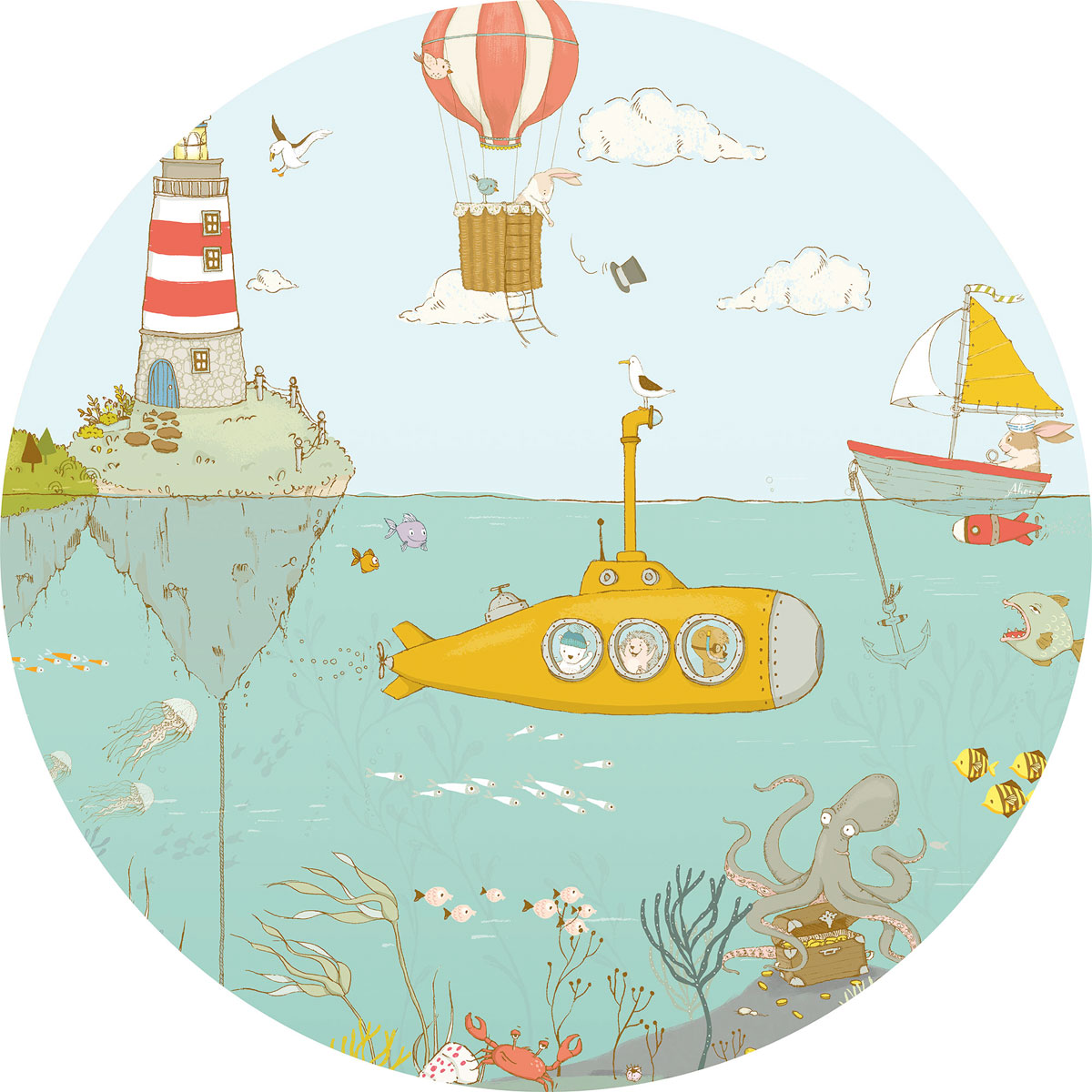 Komar  Selbstklebende Vlies Fototapete rund Underwater Durchmesser 125 cm Bild 2