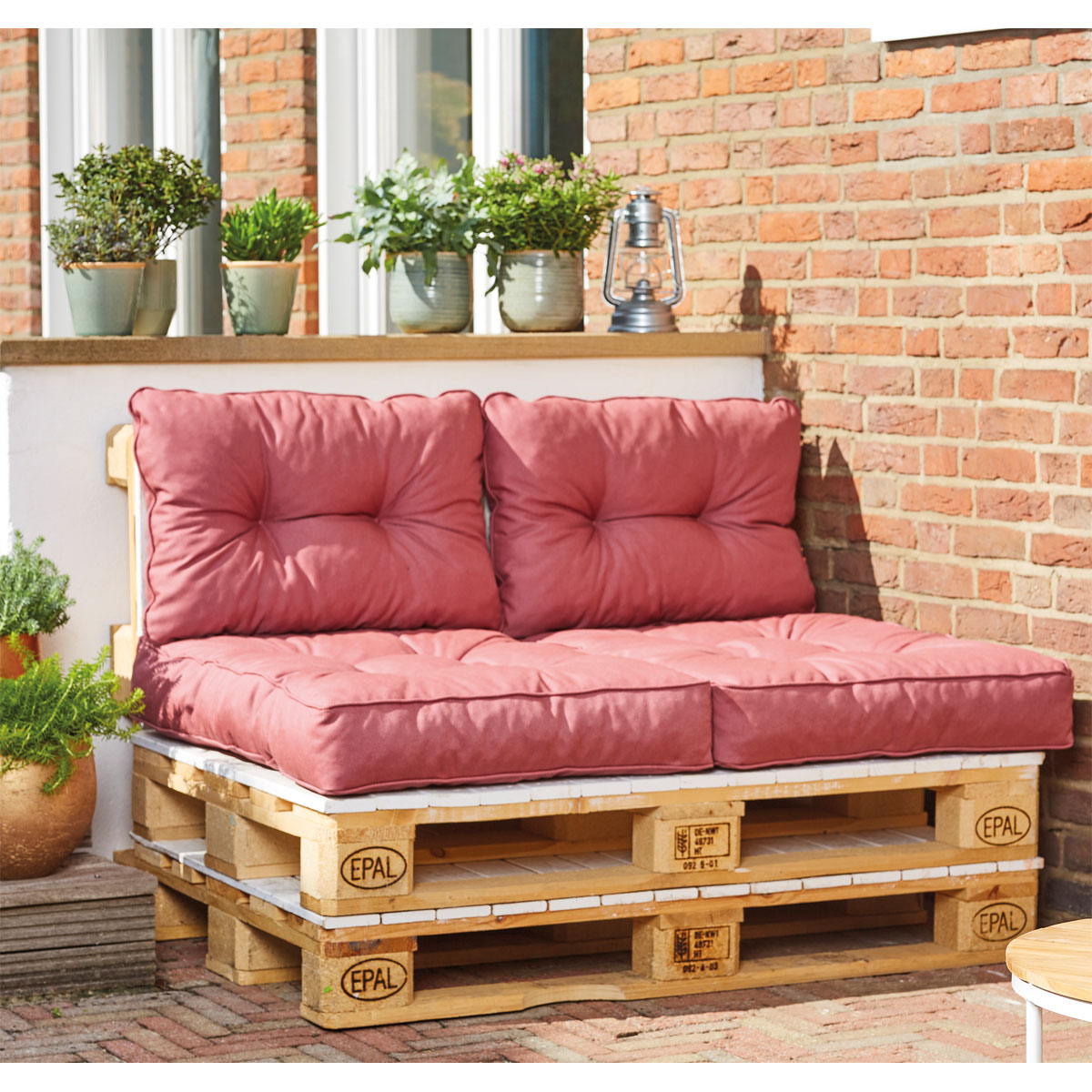 Siena Garden Sitz-/Rückenkissen Almaaz 4-teilig für Euro-Palette altrosa Bild 4