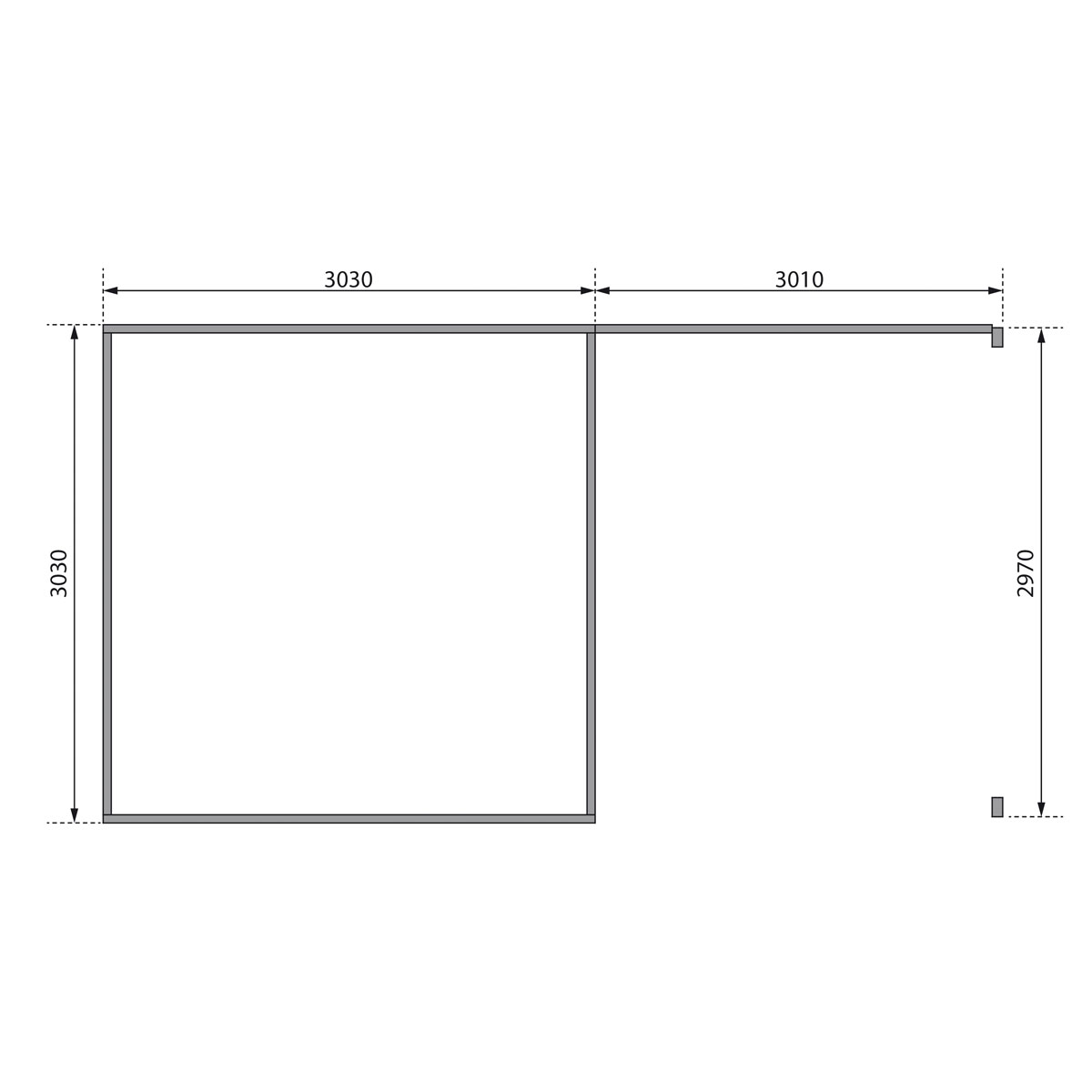 Karibu  Blockbohlenhaus Radeburg 1 naturbelassen mit Anbaudach und Rückwand Bild 8