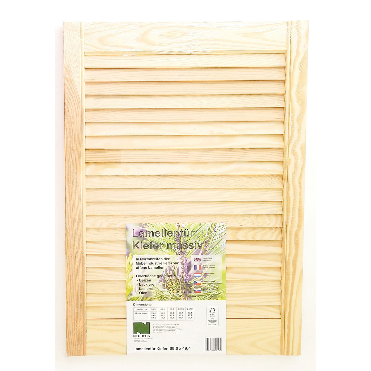 Lamellentür 69,0 x 49,4 x 2 cm Kiefer massiv Bild 1