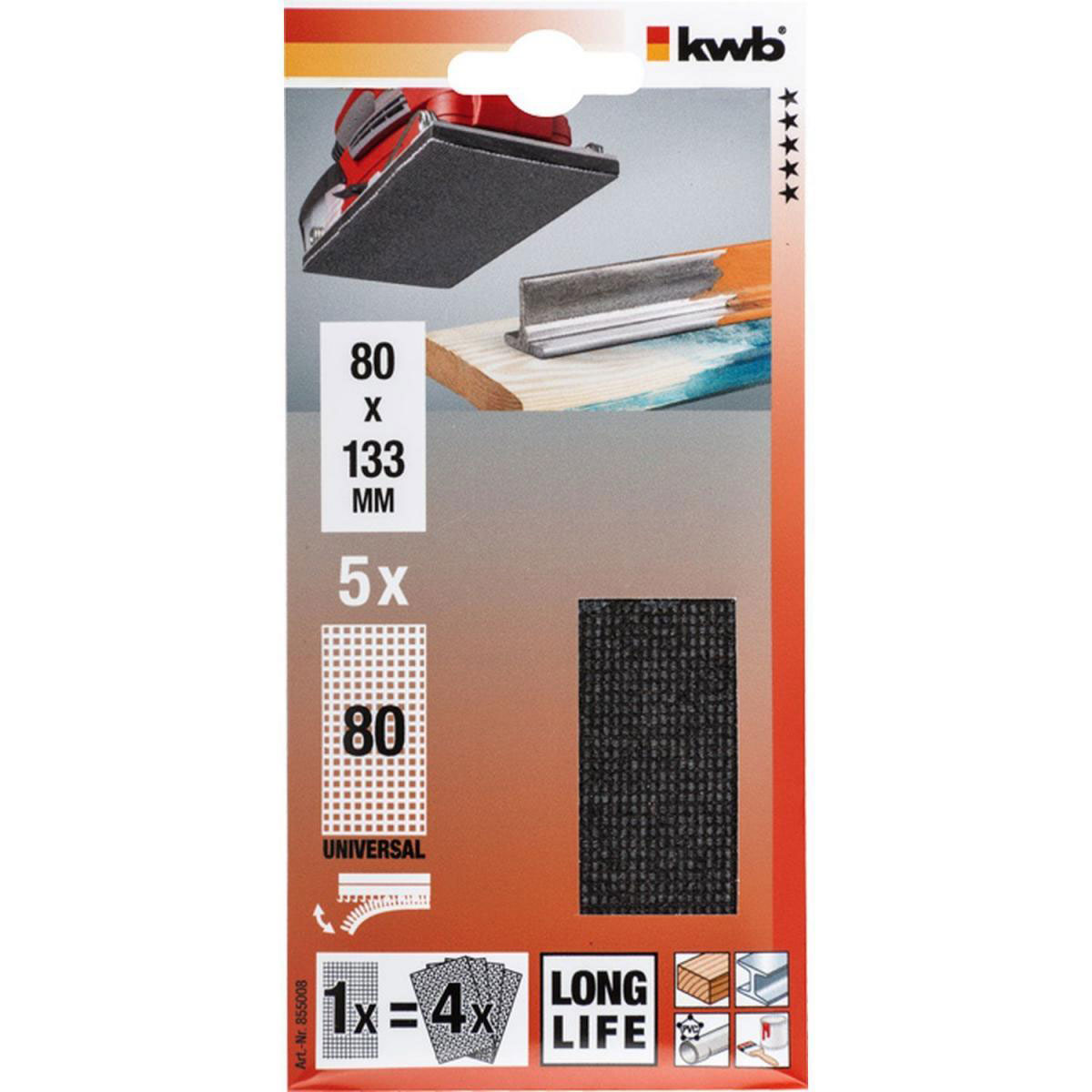 kwb  Gitterleinen für Schwingschleifer 80 x 133 mm P80 Bild 2