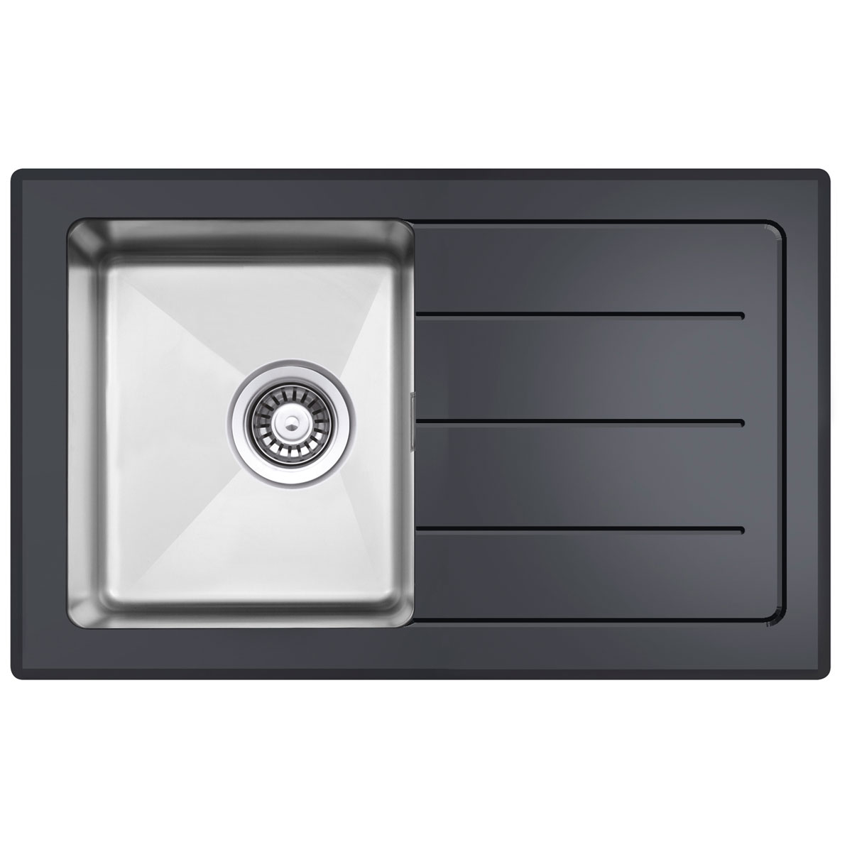 Respekta New York Glasspüle NEWYORK86X50S 86 x 50 cm Schwarz Bild 1