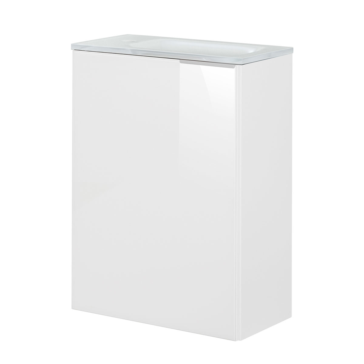 Fackelmann  Gäste-WC Waschtischunterschrank links SBC 440 x 600 x 243 mm weiß/lackiertes Glas Weiß Bild 2