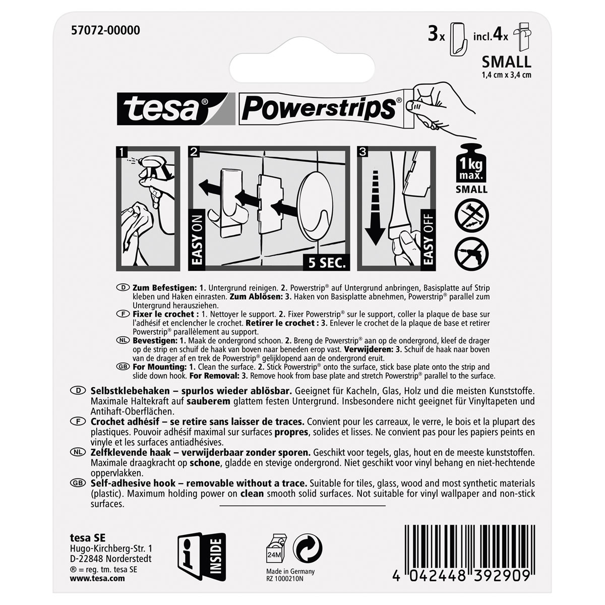 Tesa Haken Powerstrips Small Rechteckig weiß Bild 2