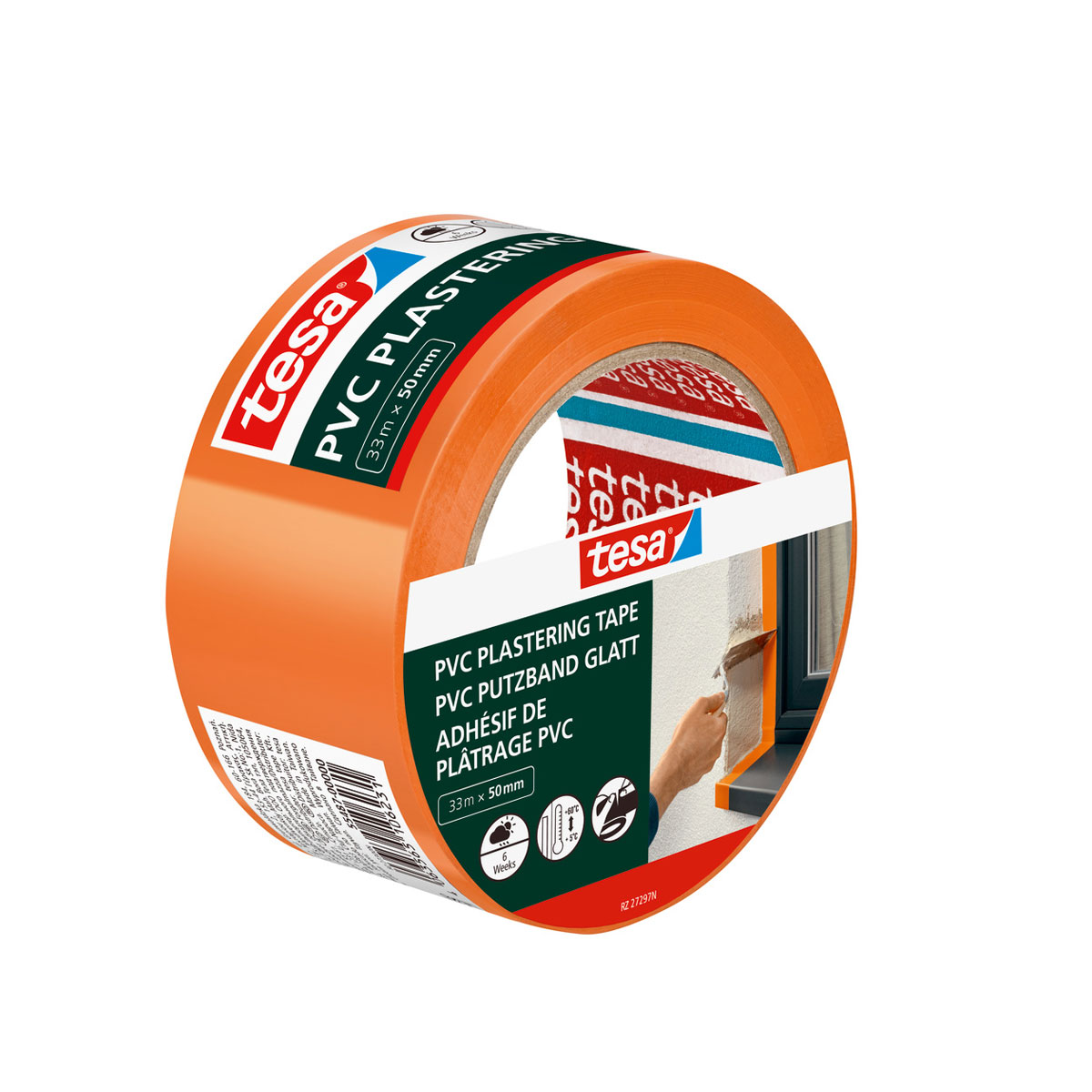 Tesa  Putzband PVC orange 33m x 50mm Bild 2