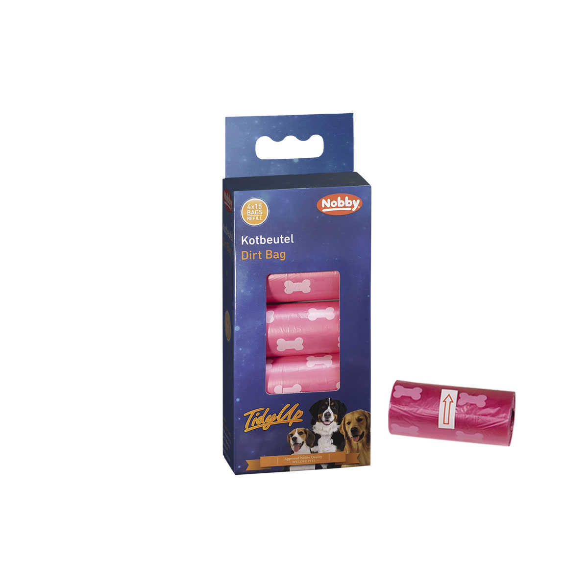 Kotbeutel und Knochendruck TidyUp fuchsia 4 Rollen a 15 Beutel