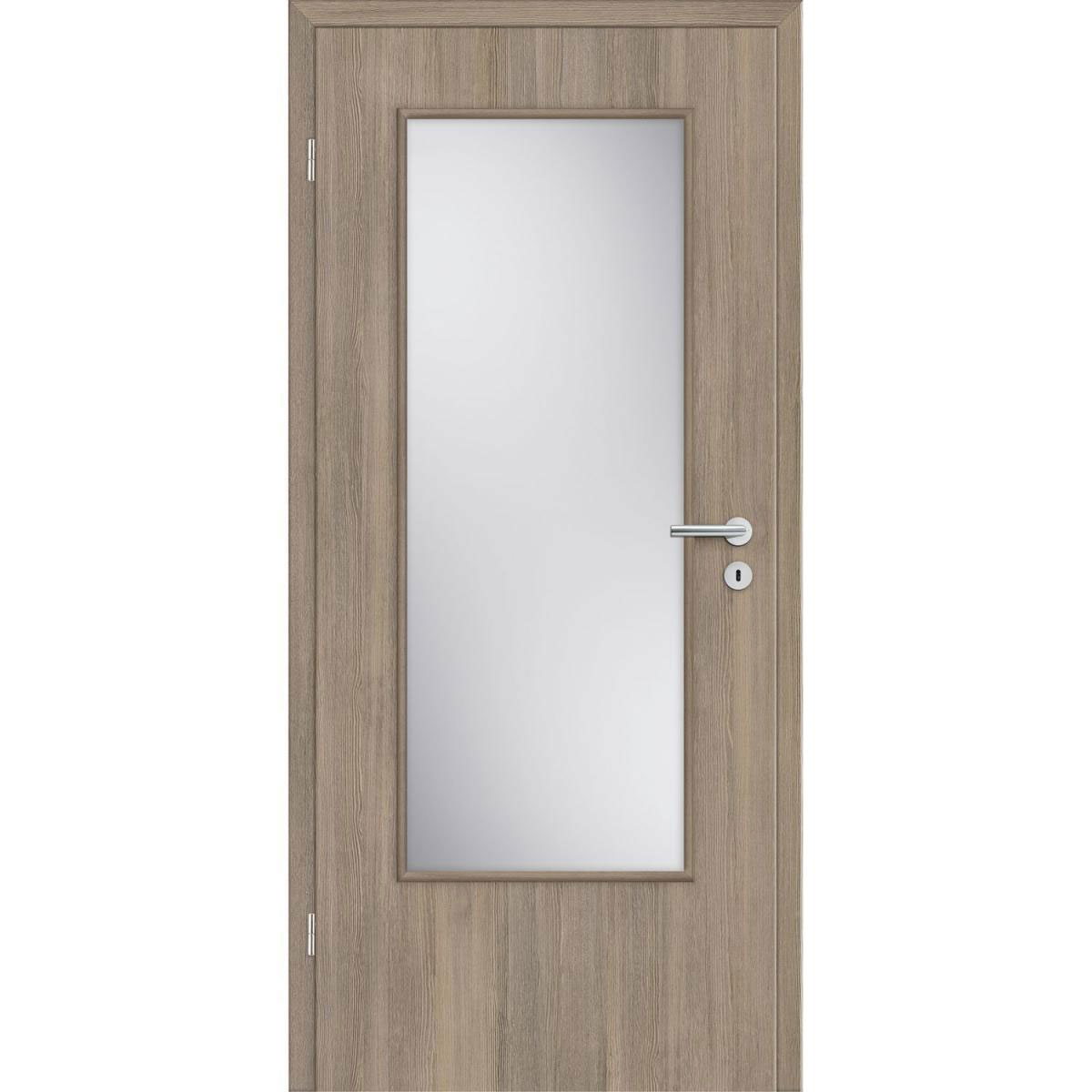 Borne Zimmertür CPL Lärche smoke aufrecht mit Lichtausschnitt 98,5 x 198,5 cm DIN links