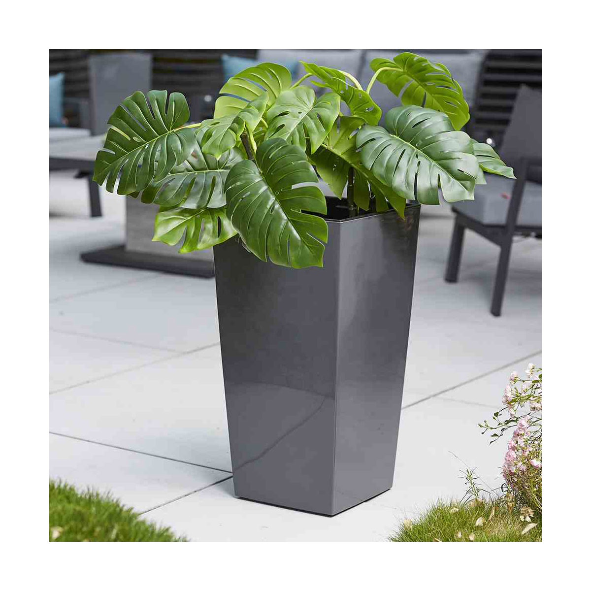 Siena Garden Pflanzgefäß Lyon 35 x 35 x 68 cm anthrazit Hochglanzoptik Bild 4