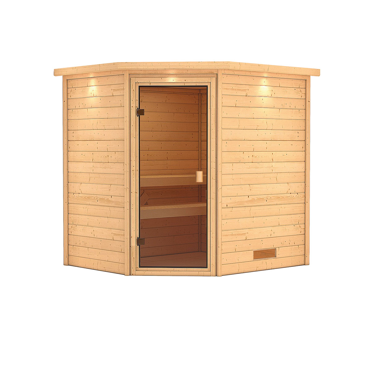 Karibu Sauna Elea mit Kranz naturbelassen ohne Ofen Bild 3