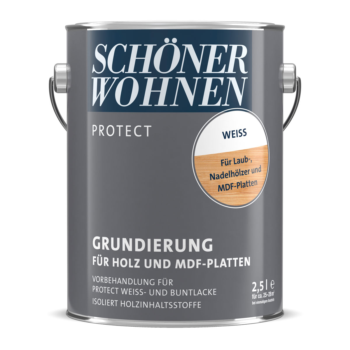 Schöner Wohnen Farbe Grundierung Protect weiß für Holz- und MDF-Platten 2,5 L