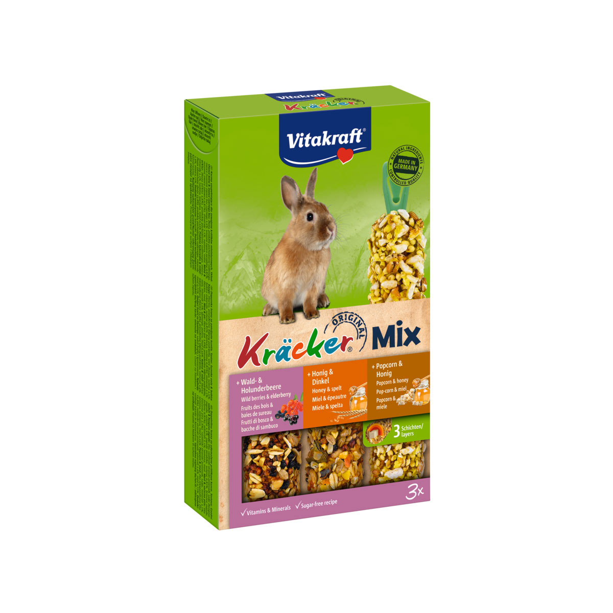 Vitakraft Kraecker Trio Mix Waldbeere/Honig/Popcorn ZK 3 St
