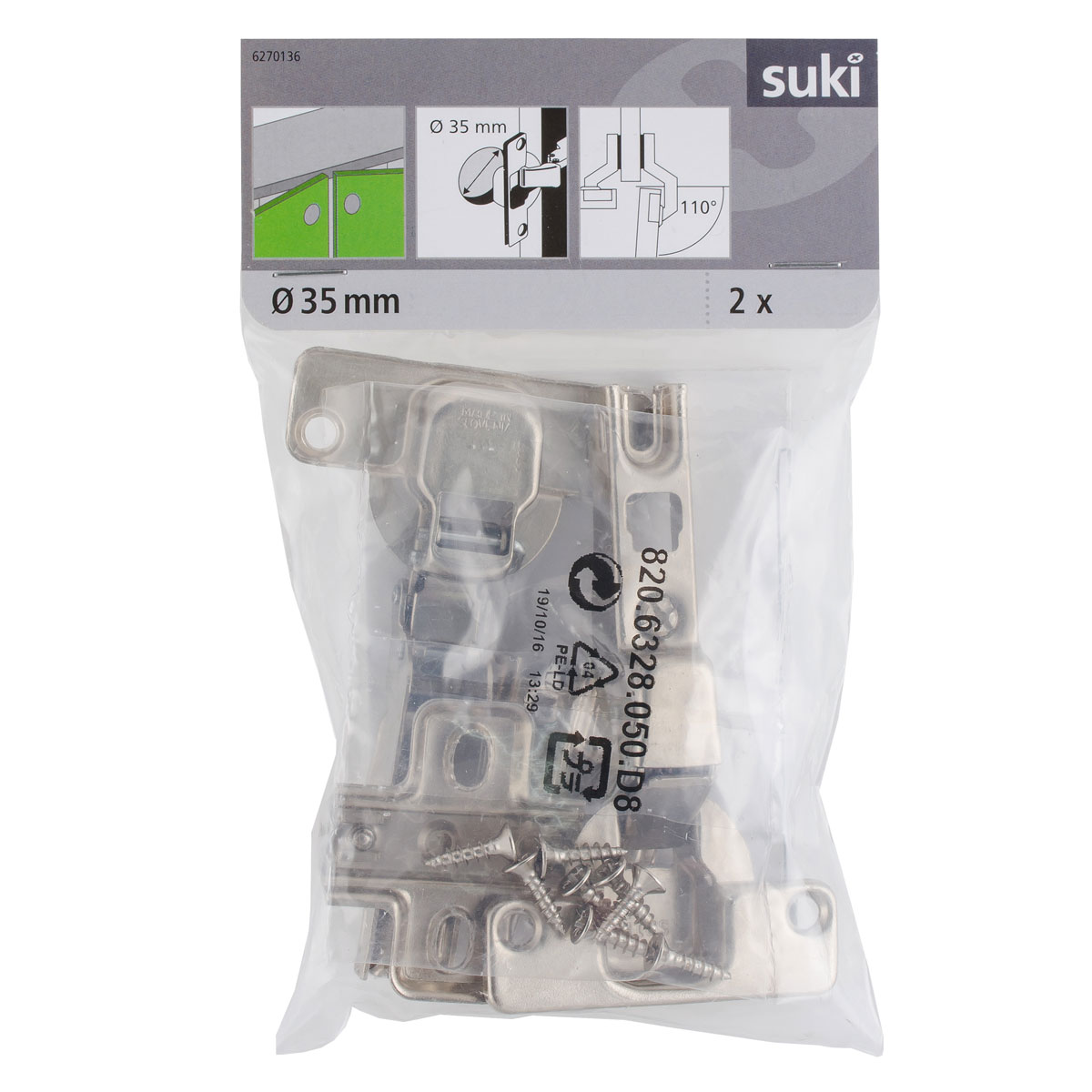 Suki Topfscharnier mit Feder mittelwand 2 Stück Bild 1