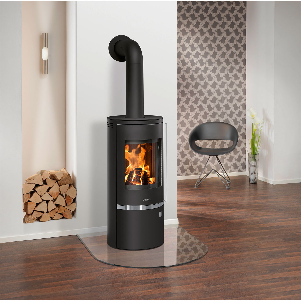 Kaminofen Faro Top 2.0 Stahl Schwarz mitAbdeckplatte Stahl Schwarz Bild 2