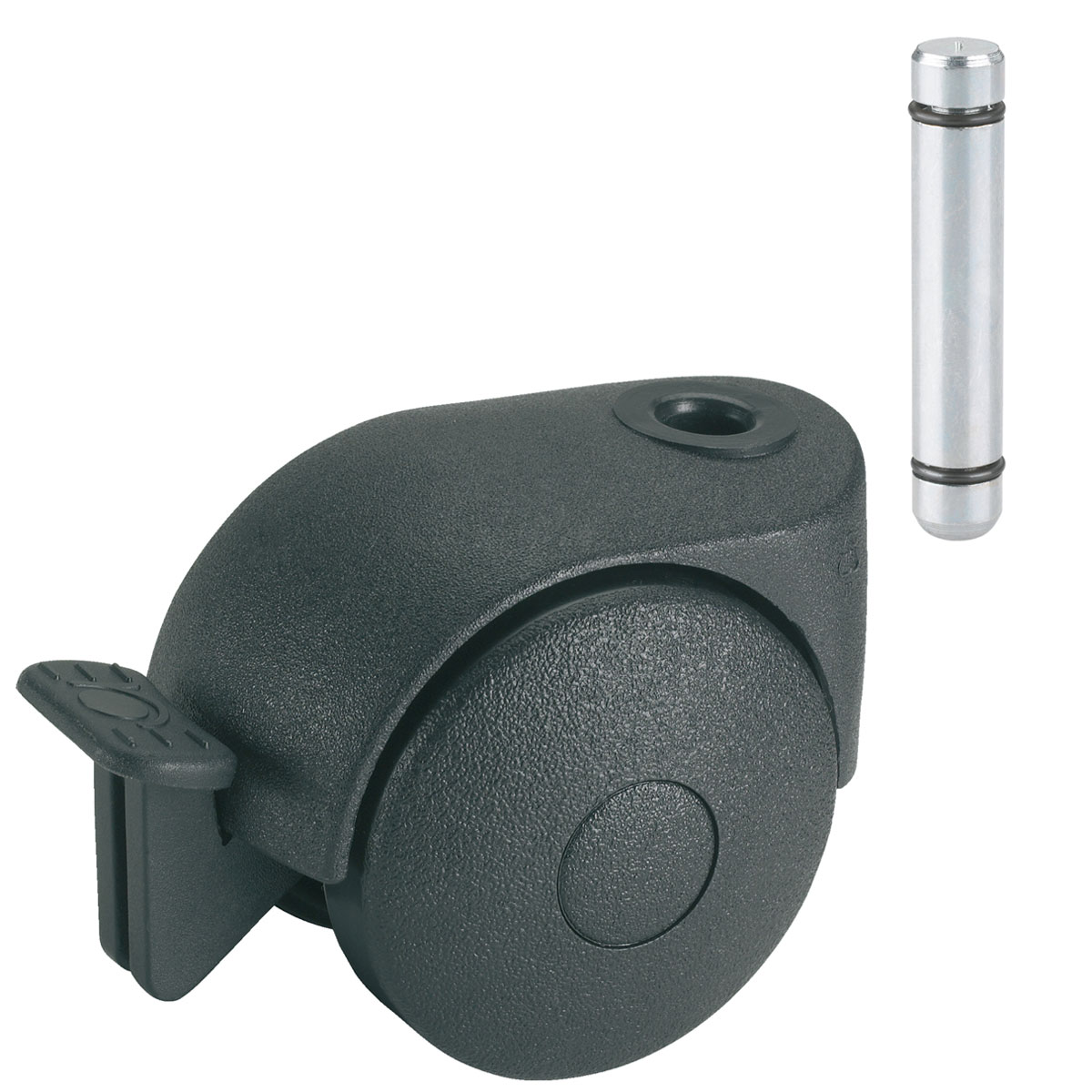 Dörner + Helmer Doppelrolle für normale Böden mit Stift und Feststeller 8 x 31 mm schwarz