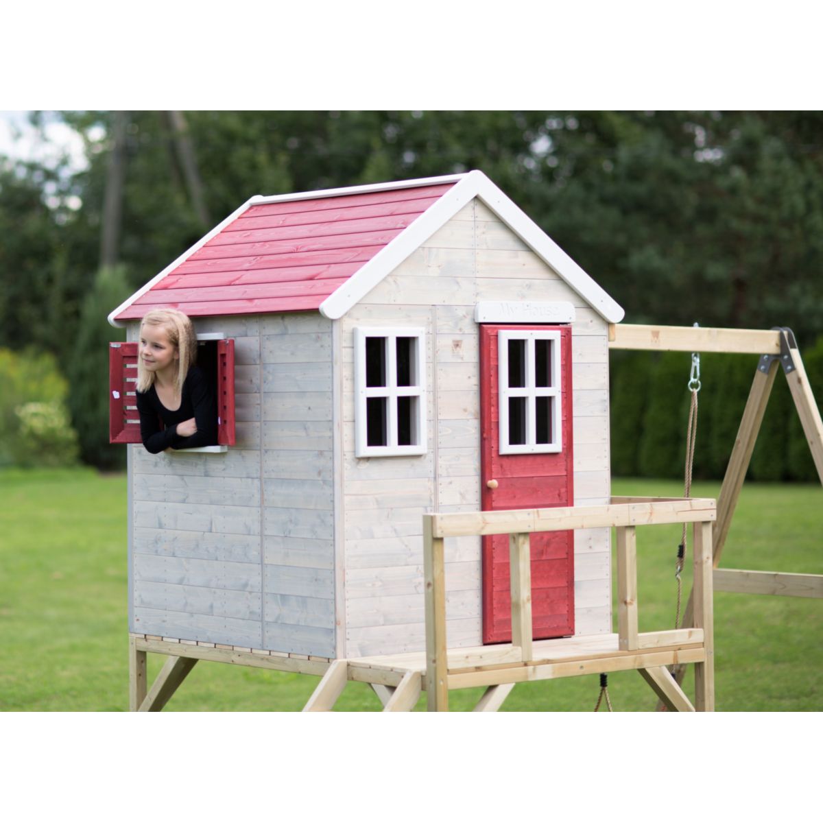 Wendi Toys Spielhaus Zebra inkl. Schaukel 192x350x242 cm Bild 6