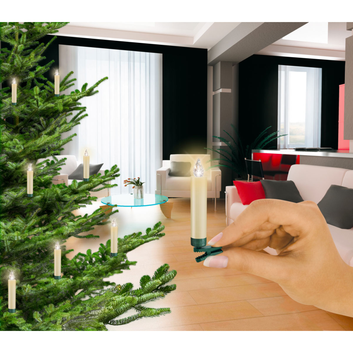 Krinner Christbaumkerzen LED Lumix Classic Mini Basis 12er Set Bild 5