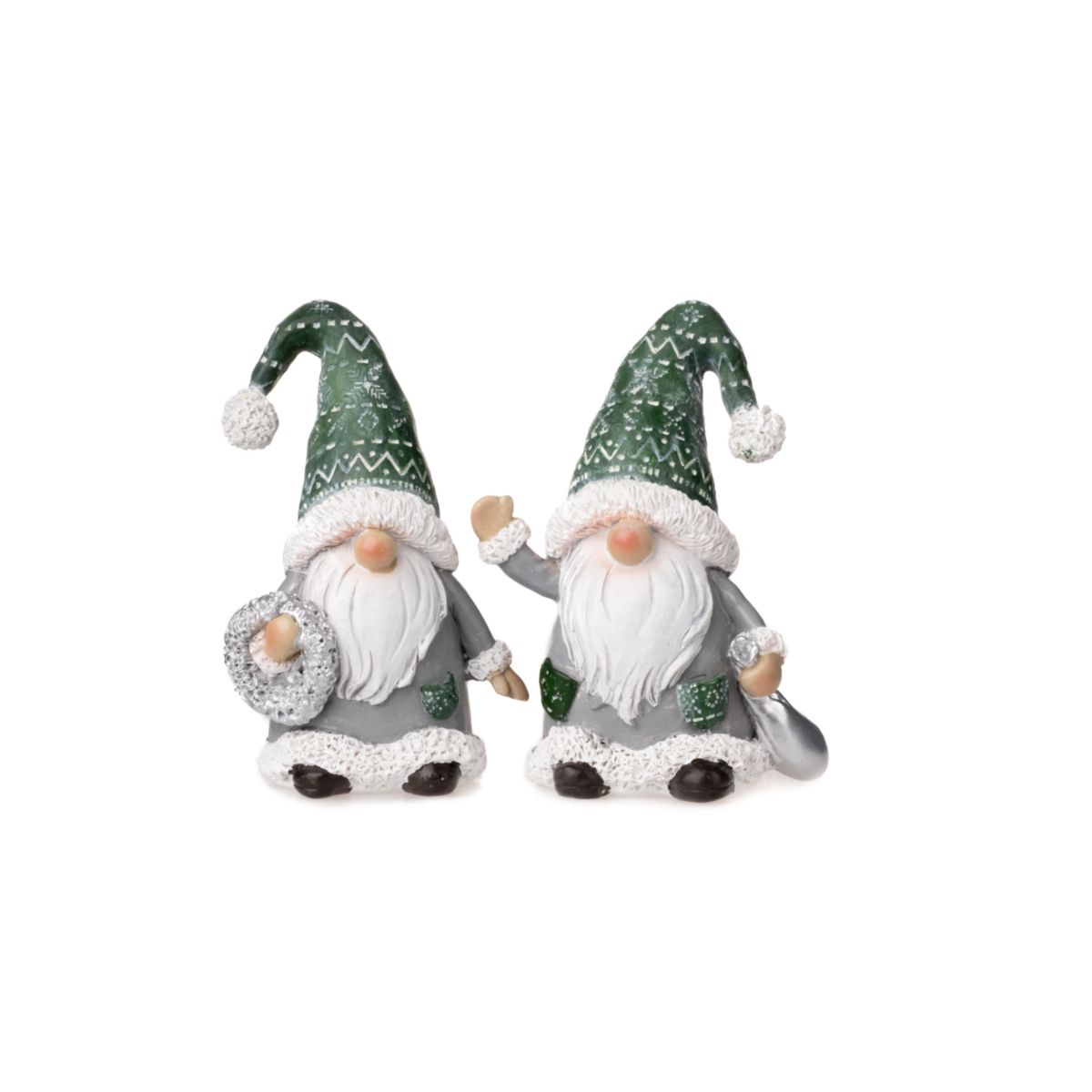 Deko Santa stehend 10cm grün grau