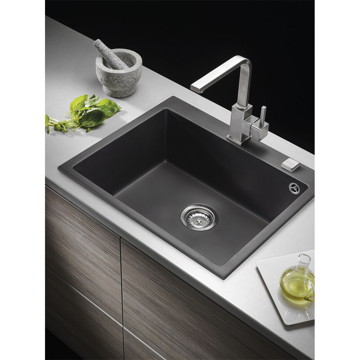 Pyramis  Einbauspuele ISTROS 61 x 50 cm 1B Granit Iron Grey Bild 3