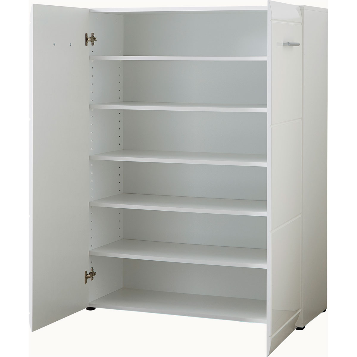 Schuhschrank Adison Fronten in Hochglanz mit Rillenfräsung 90 x 120 x 36 cm weiß Bild 2