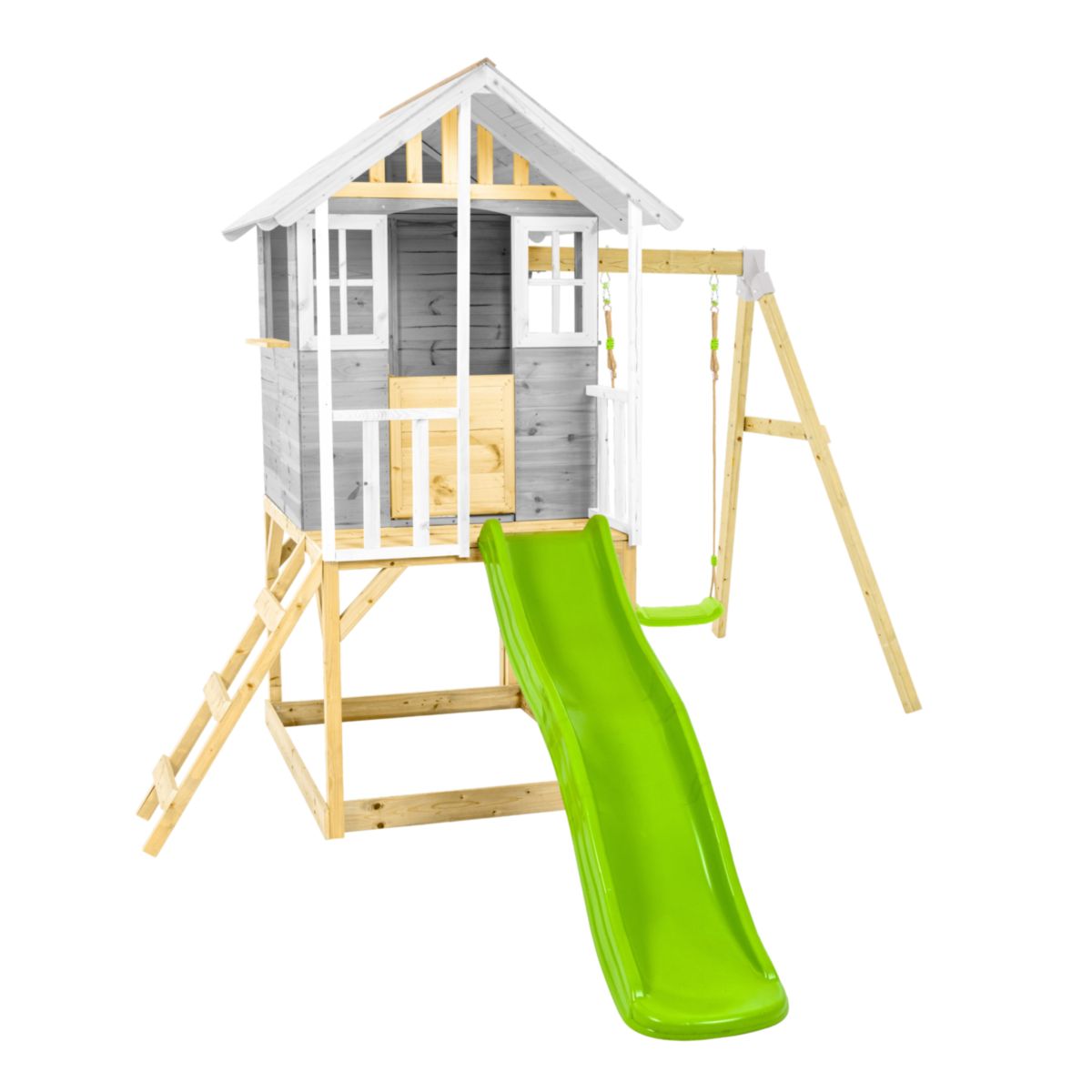 Zwerkules Spielhaus Valli 2 inkl. Rutsche & Schaukel 352x280x244 cm