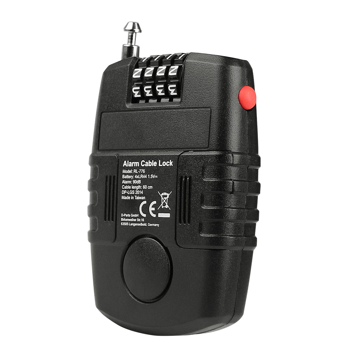 EM2GO 4-Stelliges Kombinations-Kabelschloss mit Alarm, für E-Scooter und Fahrrad Bild 4