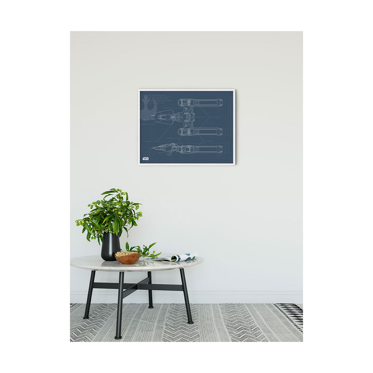 Komar  Wandbild Star Wars EP9 Blueprint Y-Wing 50x40 cm