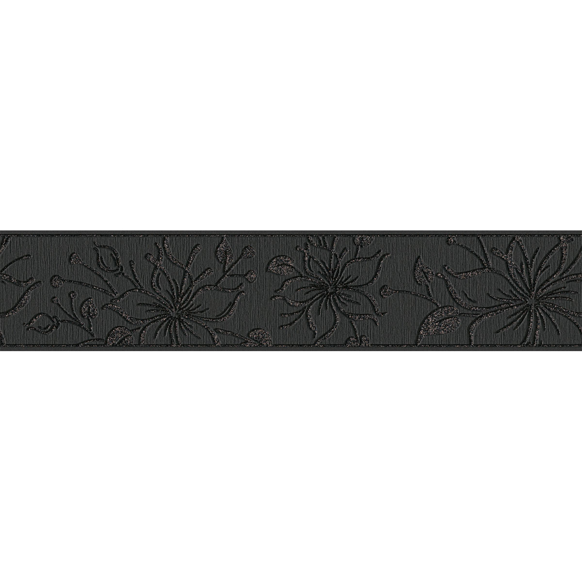 Selbstklebende-Borte Blume schwarz Glitter 5 m