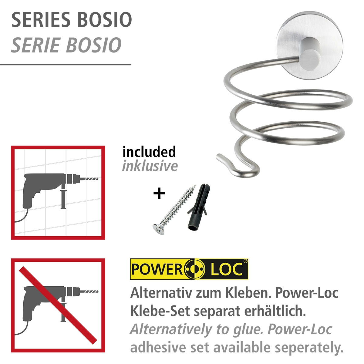 Wenko Haartrocknerhalter Bosio Matt Edelstahl Bild 2