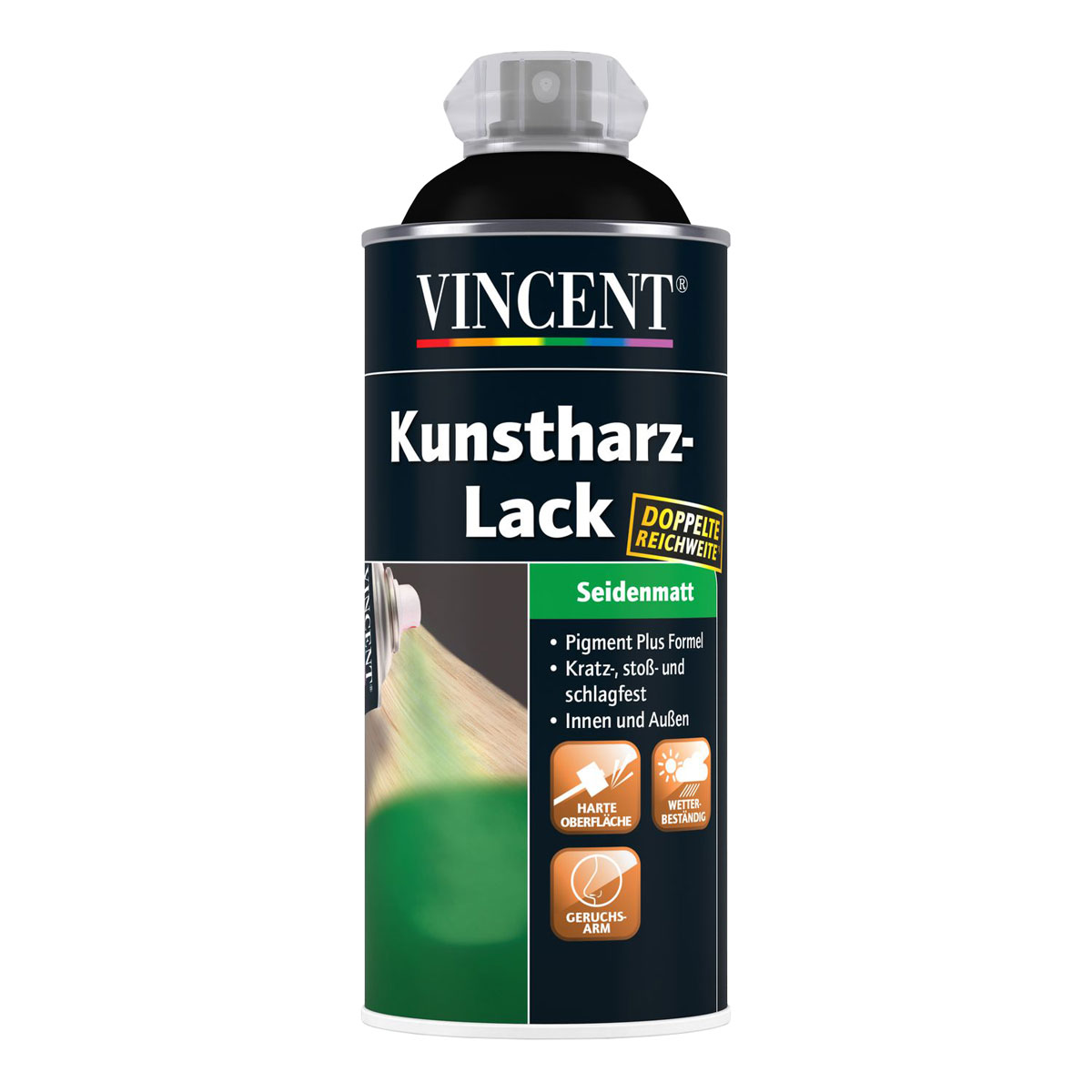 Vincent Kunstharzlack Spray Tiefschwarz seidenmatt 400 ml