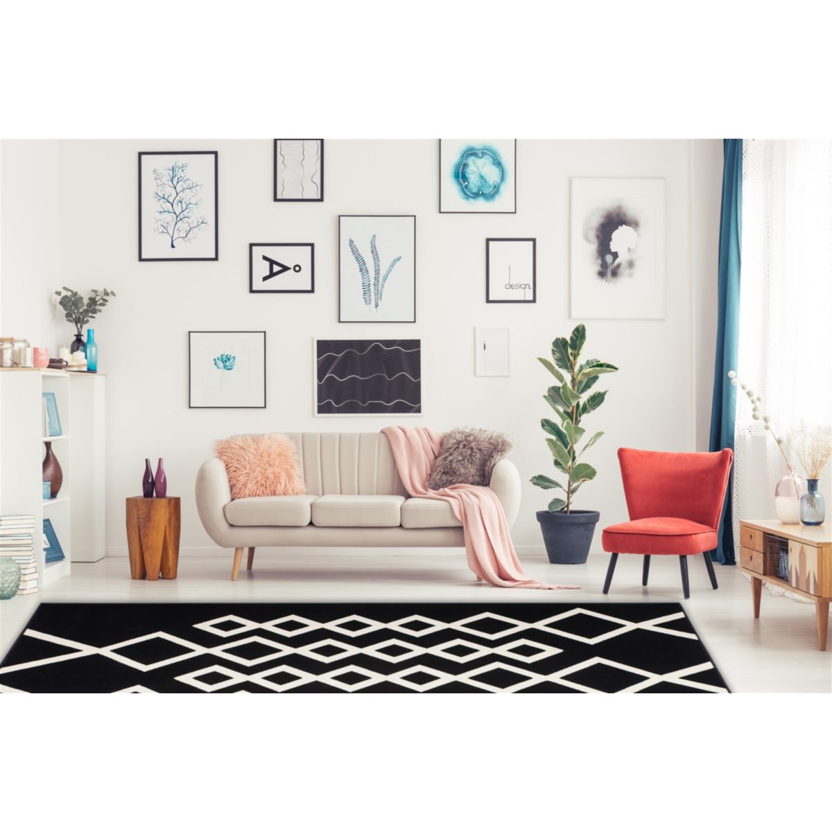 Lina 425 Schwarz / Elfenbein 120cm x 170cm Bild 2