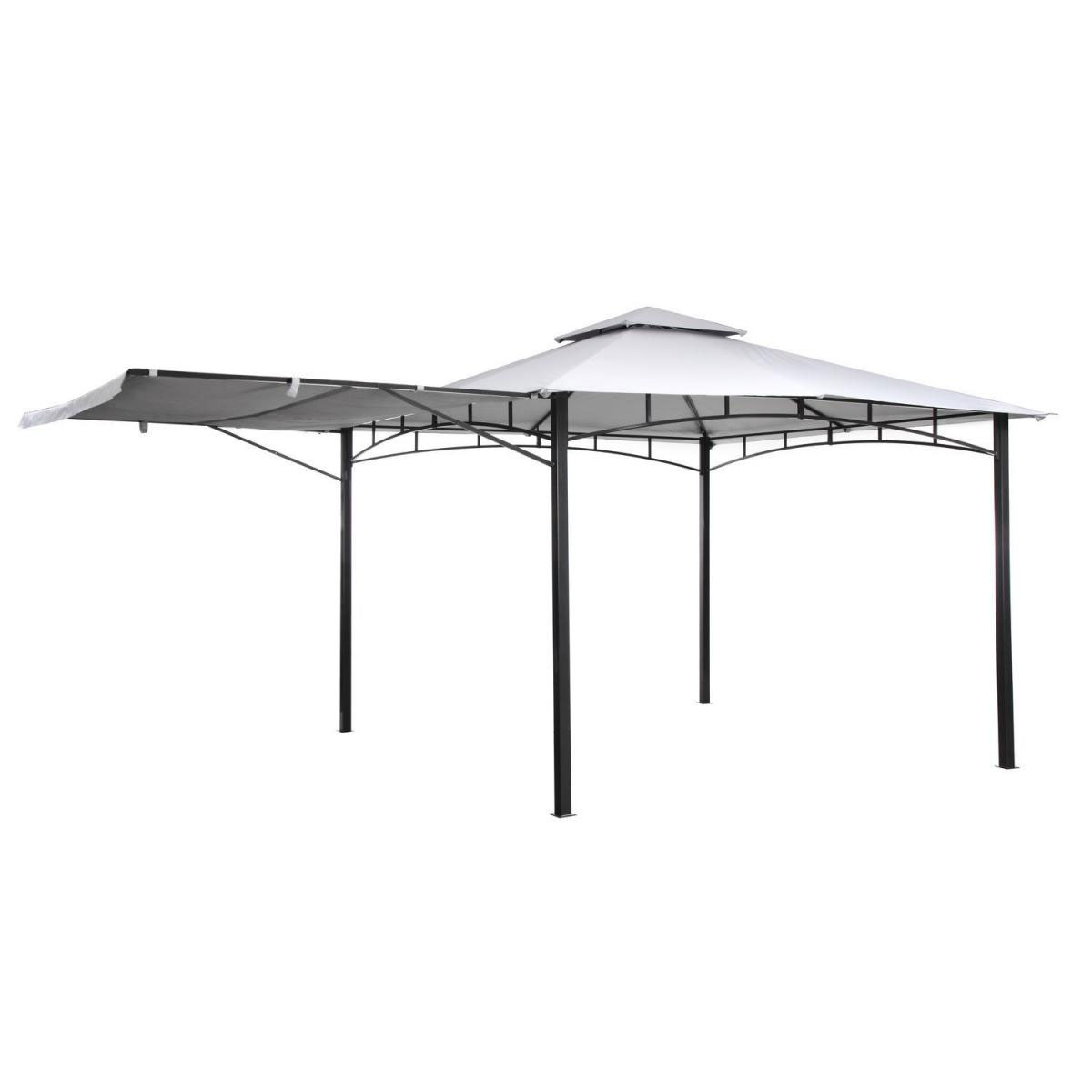 Haveson Pavillon 300 x 300 cm ausklappbares Seitenteil grau