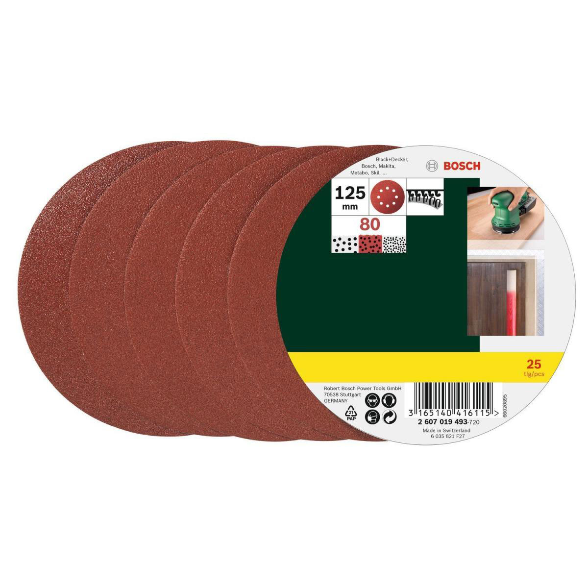 Bosch  Exzenterschleifblätter 12,5 cm P80 25 Stück Bild 1