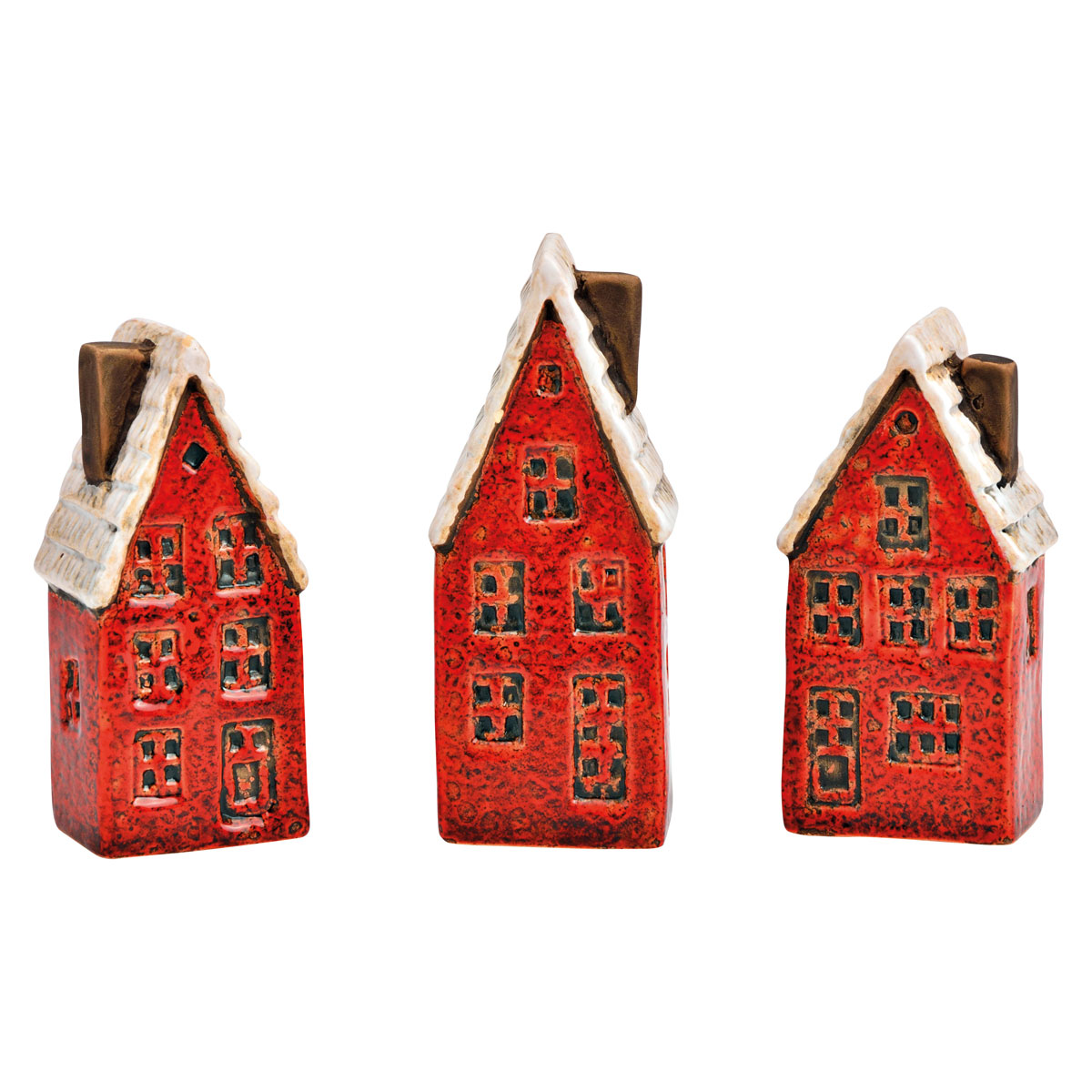 Haus Stadthaus aus Steingut rot 3-fach 4 x 10 x 3 cm